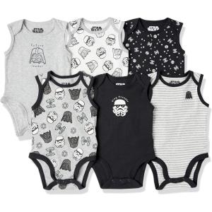 imageAmazon Essentials Disney  Marvel  Star Wars Unisex Babies Sleeveless Bodysuits Pack of 6Star Wars Tiny Trooper