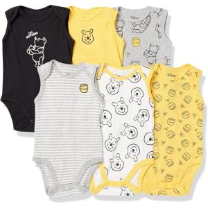 imageAmazon Essentials Disney  Marvel  Star Wars Unisex Babies Sleeveless Bodysuits Pack of 6Winnie the Pooh Oh Bother