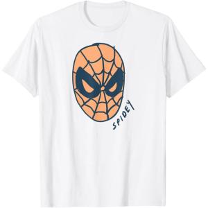imageAmazon Essentials Mens MARVEL SPIDERMAN SPIDEY MASK TShirt White SmallWhite