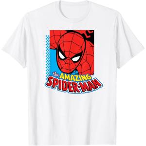imageAmazon Essentials Mens MARVEL THE AMAZING SPIDERMAN LOGO PORTRAIT TShirt White SmallWhite