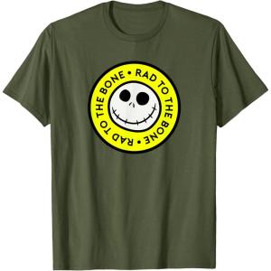 imageAmazon Essentials Mens Nightmare Before Christmas Jack Circle Rad To The Bone TShirt Black Graphic Print SmallOlive Green