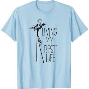 imageAmazon Essentials Mens Nightmare Before Christmas Jack Living My Best Life Graphic TShirt White SmallBaby Blue