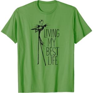imageAmazon Essentials Mens Nightmare Before Christmas Jack Living My Best Life Graphic TShirt White SmallGrass Green