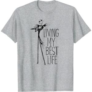 imageAmazon Essentials Mens Nightmare Before Christmas Jack Living My Best Life Graphic TShirt White SmallHeather Grey