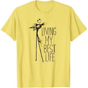 imageAmazon Essentials Mens Nightmare Before Christmas Jack Living My Best Life Graphic TShirt White SmallLemon Yellow