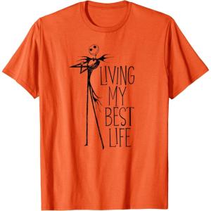 imageAmazon Essentials Mens Nightmare Before Christmas Jack Living My Best Life Graphic TShirt White SmallOrange