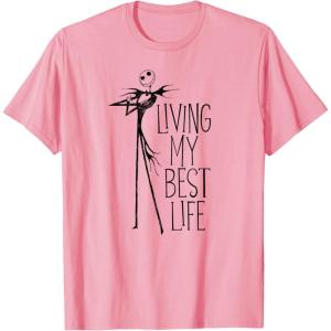 imageAmazon Essentials Mens Nightmare Before Christmas Jack Living My Best Life Graphic TShirt White SmallPink