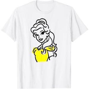 imageAmazon Essentials Mens Princess Belle Linework Portrait TShirt White SmallWhite