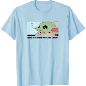 imageAmazon Essentials Mens The Mandalorian Sad Grogu Wants Snacks TShirt Grey SmallBaby Blue