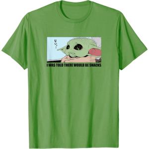 imageAmazon Essentials Mens The Mandalorian Sad Grogu Wants Snacks TShirt Grey SmallGrass Green
