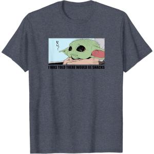 imageAmazon Essentials Mens The Mandalorian Sad Grogu Wants Snacks TShirt Grey SmallHeather Blue