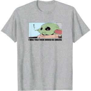 imageAmazon Essentials Mens The Mandalorian Sad Grogu Wants Snacks TShirt Grey SmallHeather Grey