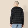 imageAmazon Essentials Mens RegularFit Crewneck TShirts LongSleeveBlack Charcoal Heather Stripe
