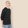 imageAmazon Essentials Mens RegularFit Crewneck TShirts LongSleeveBlack Charcoal Heather Stripe
