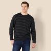 imageAmazon Essentials Mens RegularFit Crewneck TShirts LongSleeveBlack Charcoal Heather Stripe