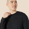 imageAmazon Essentials Mens RegularFit Crewneck TShirts LongSleeveBlack Charcoal Heather Stripe