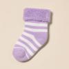imageAmazon Essentials Unisex Babies Cozy Cotton Turn Cuff Socks 6 PairsPinkPurpleStripe