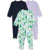 imageAmazon Essentials Unisex Toddlers and Babies Cotton SnugFit Footed Sleeper Pajamas MultipacksEcru Festive TreeNavyPurple Dots