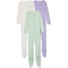 imageAmazon Essentials Unisex Toddlers and Babies Cotton SnugFit Footed Sleeper Pajamas MultipacksMint Green Forest AnimalsPurple DotsWhite