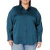 imageAmazon Essentials Womens RegularFit Satin Button Down Blouse Available in Plus SizeDark Navy Diamond