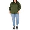imageAmazon Essentials Womens RegularFit Satin Button Down Blouse Available in Plus SizeDark Olive