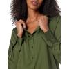 imageAmazon Essentials Womens RegularFit Satin Button Down Blouse Available in Plus SizeDark Olive