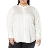 imageAmazon Essentials Womens RegularFit Satin Button Down Blouse Available in Plus SizeEggshell
