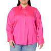 imageAmazon Essentials Womens RegularFit Satin Button Down Blouse Available in Plus SizeNeon Pink