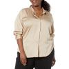 imageAmazon Essentials Womens RegularFit Satin Button Down Blouse Available in Plus SizeTan