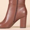 imageAmazon Essentials Womens Tall Heel BootChestnut Brown Faux Leather