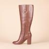 imageAmazon Essentials Womens Tall Heel BootChestnut Brown Faux Leather