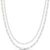 imageAmazon Essentials 14K Gold Plated Layered 2 Row Chain NecklaceSilver