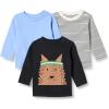 imageAmazon Essentials Unisex Babies RelaxedFit 100 Cotton LongSleeve TShirts Pack of 3BlueDogStripe