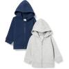imageAmazon Essentials Unisex Toddlers and Babies French Terry ZipUp Hoodie MultipacksLight Grey HeatherNavy