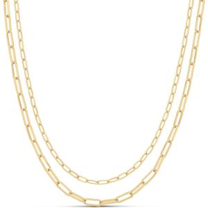 imageAmazon Essentials 14K Gold Plated Layered 2 Row Chain NecklaceYellow Gold