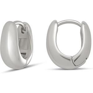 imageAmazon Essentials 14K Gold or Sterling Silver Plated Teardrop Huggie Hoop 12mmSilver