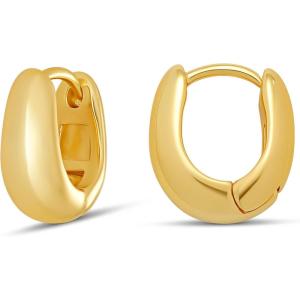 imageAmazon Essentials 14K Gold or Sterling Silver Plated Teardrop Huggie Hoop 12mmYellow Gold