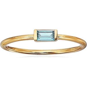 imageAmazon Essentials 18K Yellow Gold Plated Sterling Silver Cubic Zirconia Fashion Stackable Ring previously Amazon CollectionAquamarine March