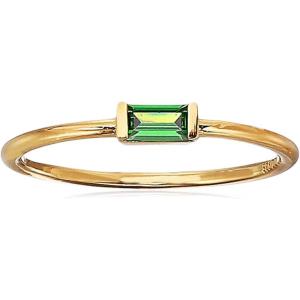 imageAmazon Essentials 18K Yellow Gold Plated Sterling Silver Cubic Zirconia Fashion Stackable Ring previously Amazon CollectionEmerald Green May