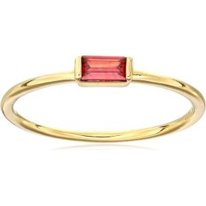 imageAmazon Essentials 18K Yellow Gold Plated Sterling Silver Cubic Zirconia Fashion Stackable Ring previously Amazon CollectionGarnet Red January