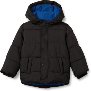 imageAmazon Essentials Babies Toddlers and Boys Heavyweight Hooded Puffer JacketBlack