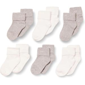 imageAmazon Essentials Baby Socks Unisex Turn Cuff 6 PairsLight GreyWhite