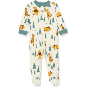 imageAmazon Essentials Disney  Marvel  Star Wars Unisex Babies and Toddlers SnugFit Cotton Footed Pajamas MultipacksPooh Holiday Forest  Sleep  Play
