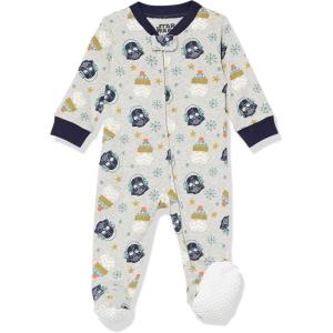 imageAmazon Essentials Disney  Marvel  Star Wars Unisex Babies and Toddlers SnugFit Cotton Footed Pajamas MultipacksStar Wars Winter  Sleep  Play