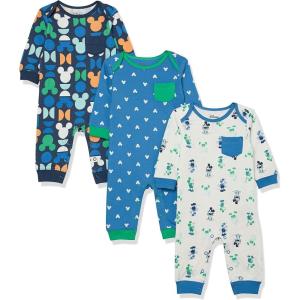 imageAmazon Essentials Disney  Star Wars  Princess Baby Girls Cotton Coveralls Pack of 3Mickey Oh Boy