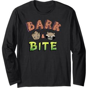 imageAmazon Essentials Guardians of the Galaxy Groot and Rocket Bark and Bite Long Sleeve TShirtBlack