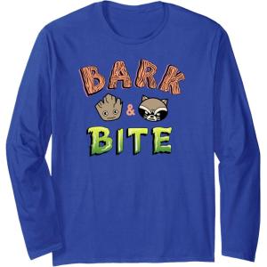 imageAmazon Essentials Guardians of the Galaxy Groot and Rocket Bark and Bite Long Sleeve TShirtRoyal Blue