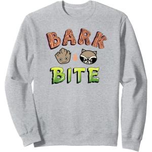 imageAmazon Essentials Guardians of the Galaxy Groot and Rocket Bark and Bite SweatshirtHeather Grey