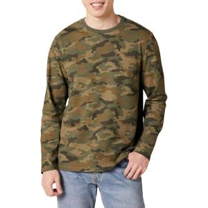 imageAmazon Essentials Mens RegularFit Crewneck TShirts LongSleeveGreen Camo
