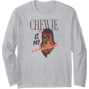 imageAmazon Essentials Star Wars Chewbacca Chewie Is My Valentine Long Sleeve TShirtHeather Grey